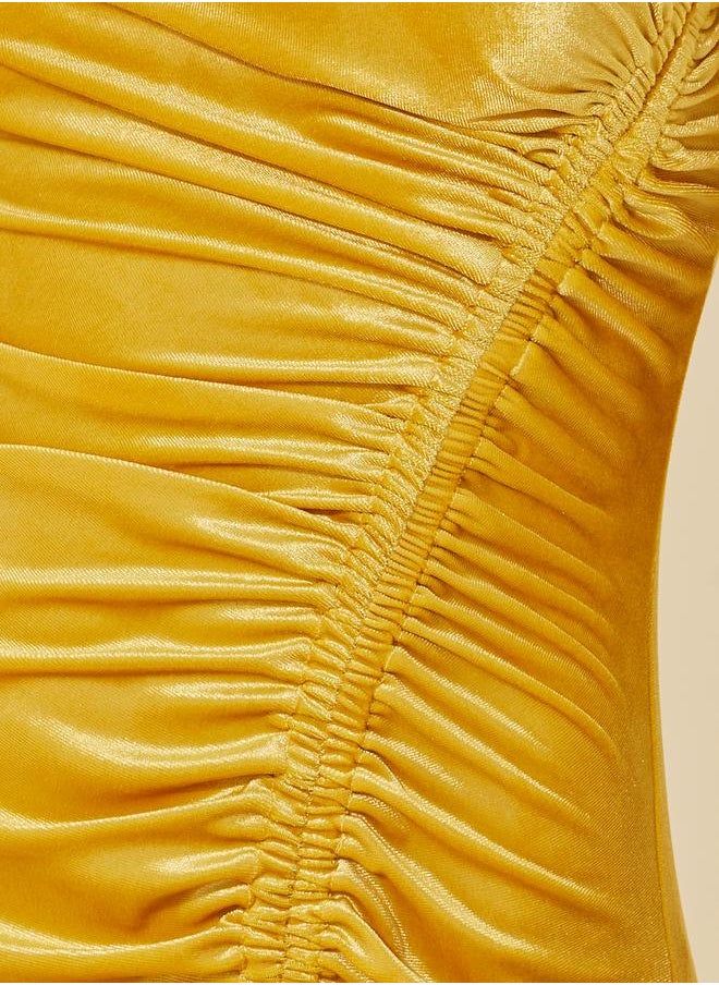 Take Two Velvet Ruched Midi Dress  - Image 4