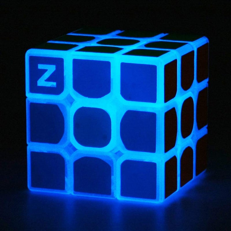 TANCH Blue Fluorescent Speed Cube 3x3x3 Glow in The Dark Luminous Magic Cube Puzzle Toy - Image 2