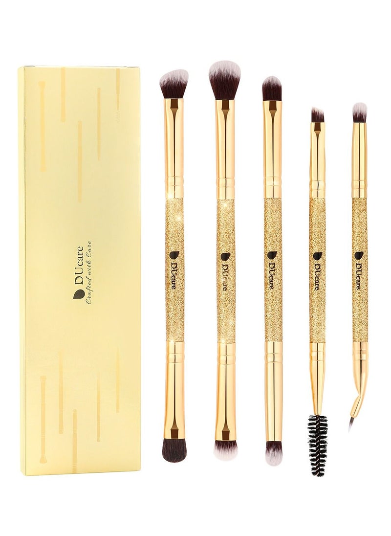 DUcare Eyeshadow Brushes Set Duo End Eye Makeup Brushes Professional Eyeshadow Brush set 5Pcs Travel Concealer Eyebrow Eyelash Eye Liners Blending  - Image 1