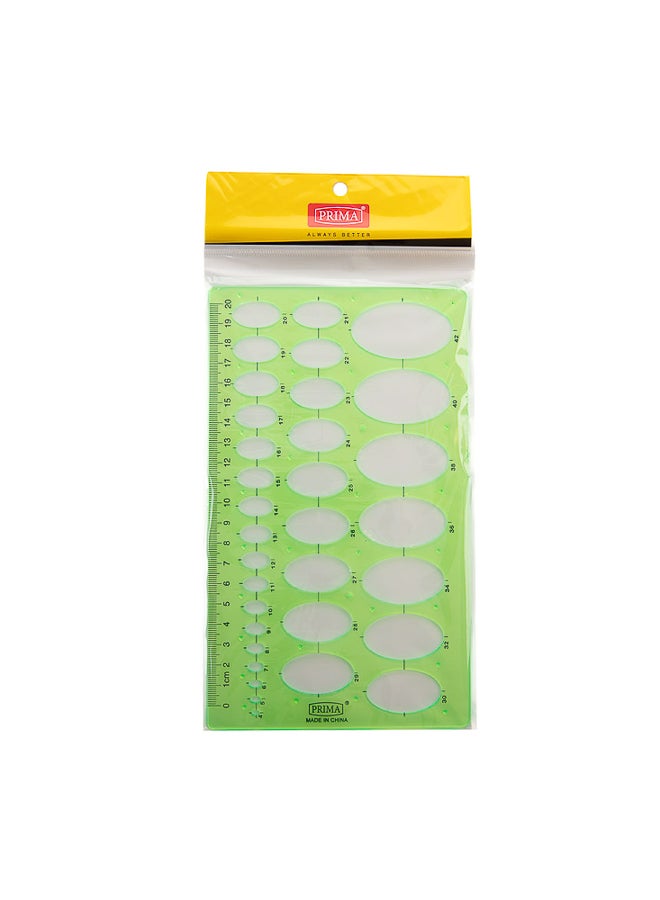 بريما مسطرة هندسية بلاستيكية عالية الدقة للرسم والتخطيط، علبة 12 قطعة، قوالب أشكال مريحة بلون أخضر زاهي مثالية للطلاب والمحترفين والمشروعات الفنية في السعودية - Image 1