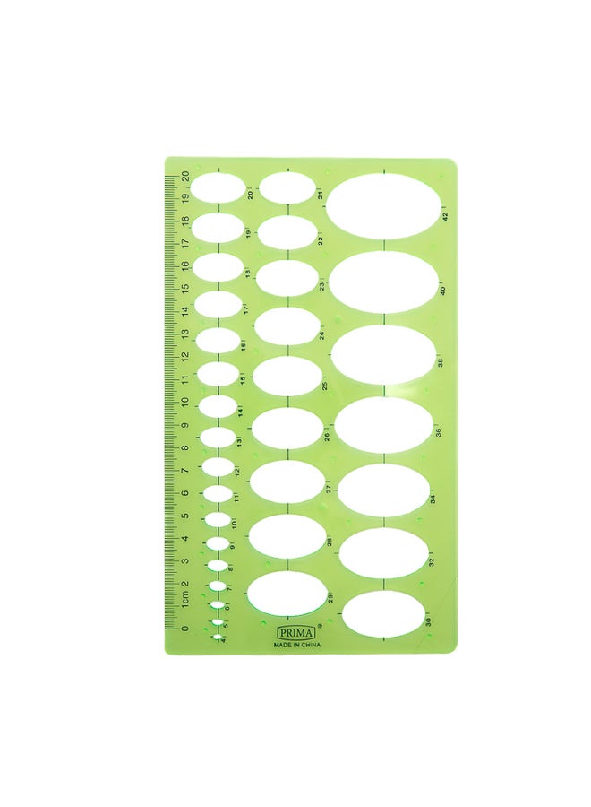 بريما مسطرة هندسية بلاستيكية عالية الدقة للرسم والتخطيط، علبة 12 قطعة، قوالب أشكال مريحة بلون أخضر زاهي مثالية للطلاب والمحترفين والمشروعات الفنية في السعودية - Image 2