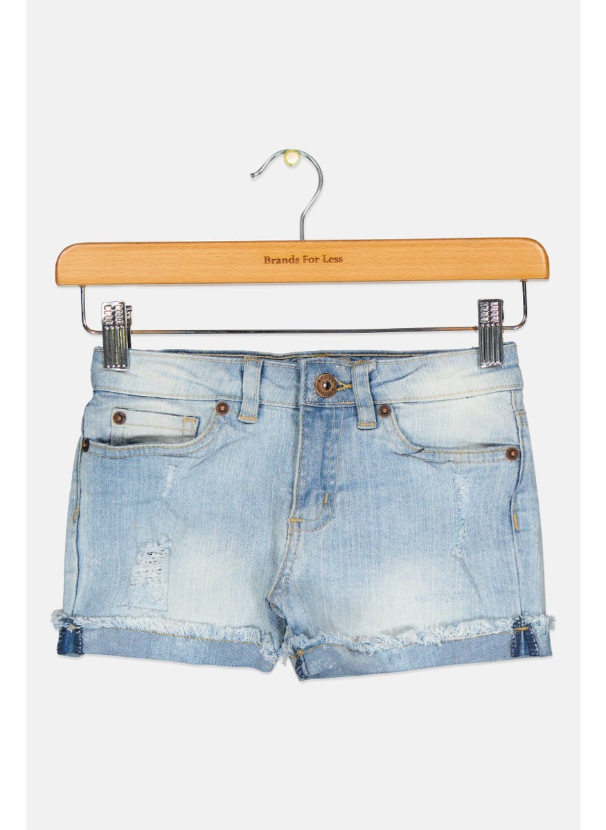 LUCKY BRAND - Kids Girl Denim Rip Short, Medium Wash - Image 1