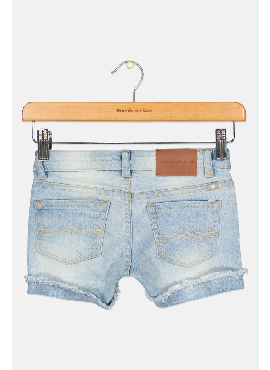 LUCKY BRAND - Kids Girl Denim Rip Short, Medium Wash - Image 1