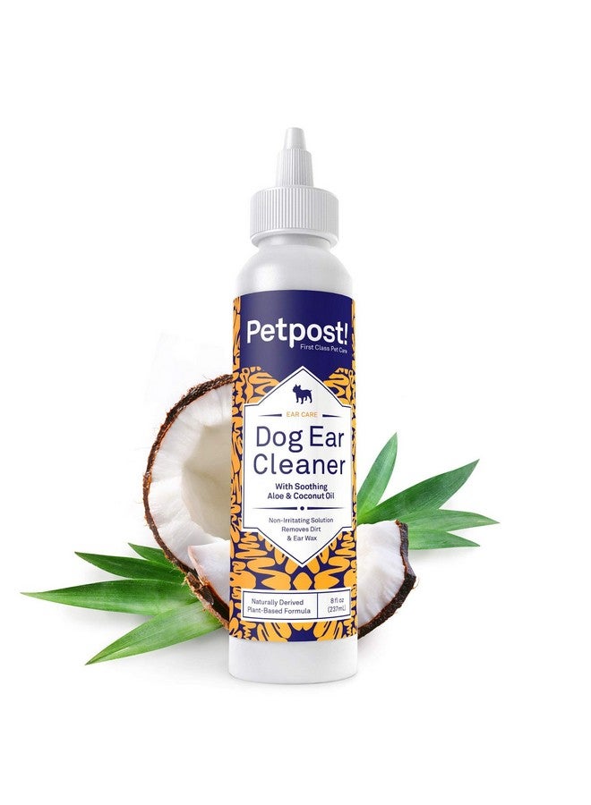 Petpost | Dog Ear Cleaner - Natural Coconut Oil Solution - Best Remedy for Odor - Dog Ear Problems - Chemical & Irritant Free 8 oz. - Image 1
