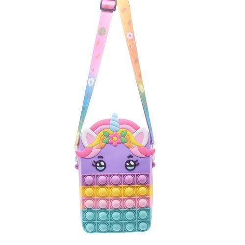 Kiditos Pop It Bag Unicorn Stylish Sling Bag for Women, Girls & Kids with Adjustable Strap Party Favors Picnic Bag Stress Relief Fidget Toy, Multi - Image 5