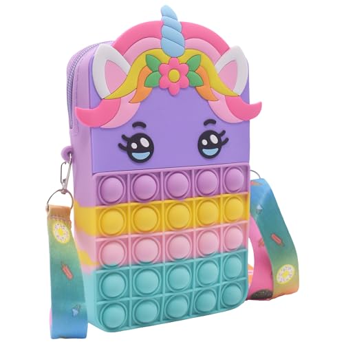 Kiditos Pop It Bag Unicorn Stylish Sling Bag for Women, Girls & Kids with Adjustable Strap Party Favors Picnic Bag Stress Relief Fidget Toy, Multi - Image 2