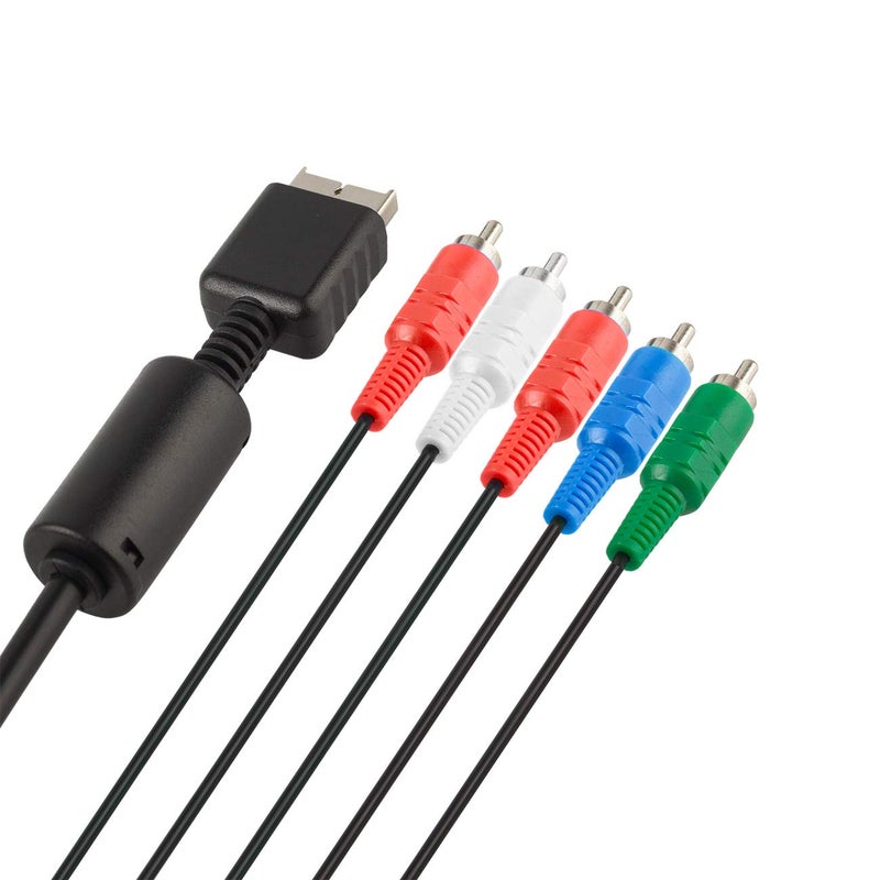 TENINYU Compatible with PS2/PS3/PS3 Slim HDTV-Ready TV HD Component AV Cable 5-Wire 6FT Black - Image 3