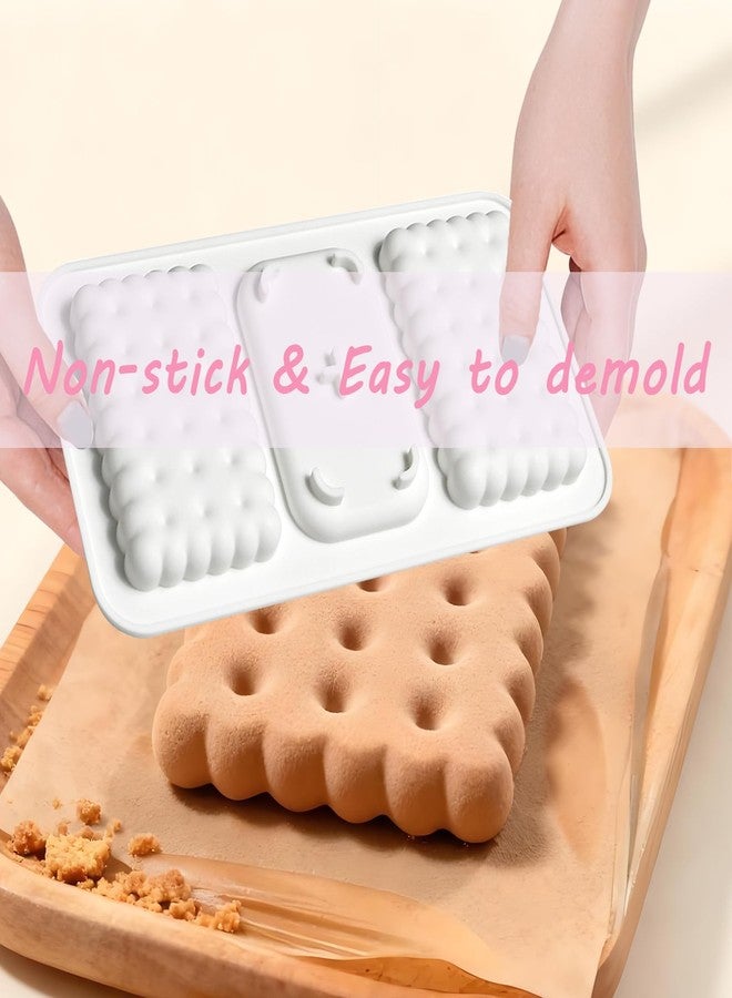 Fchil 3D Cookie Biscuit Silicone Mold, Sandwich Shape Cake Decorating Pan, Set of 2, White - Image 3