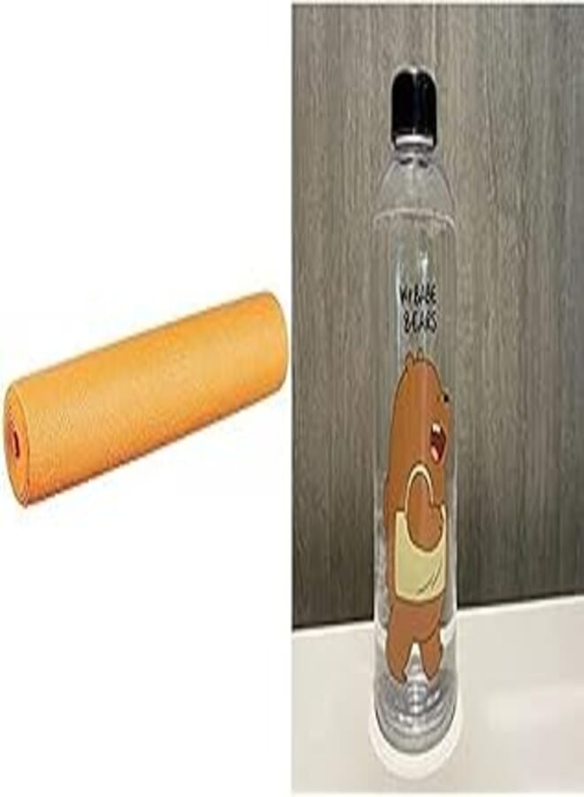 Bundle Pvc mat for yoga training - orange + Panda sport plastic bottle -1000ml