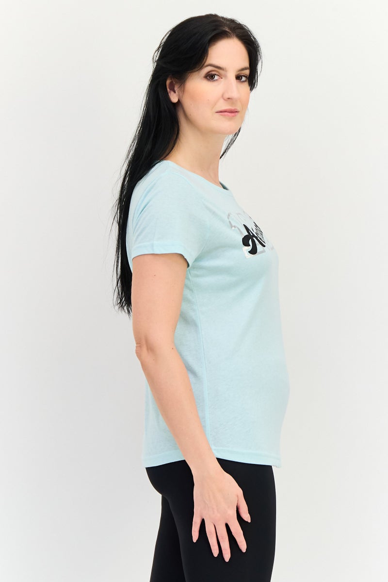 Aeropostale تي شيرت رياضي نسائي بأكمام قصيرة، خارجي، لون أزرق جليدي - Image 2