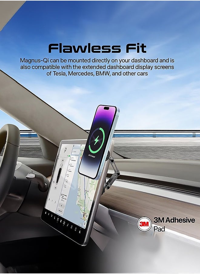 Generic - 15W Magnetic Wireless Car Charger & Phone Holder with MagSafe, 360° Adjustable Mount, Transparent Design for iPhone and Android - Universal Car Phone Mount with Fast Charging & Anti-Slip Base - Image 1