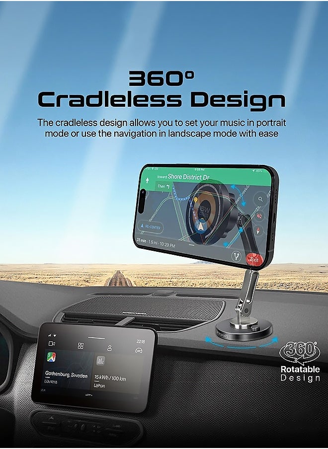 Generic - 15W Magnetic Wireless Car Charger & Phone Holder with MagSafe, 360° Adjustable Mount, Transparent Design for iPhone and Android - Universal Car Phone Mount with Fast Charging & Anti-Slip Base - Image 1