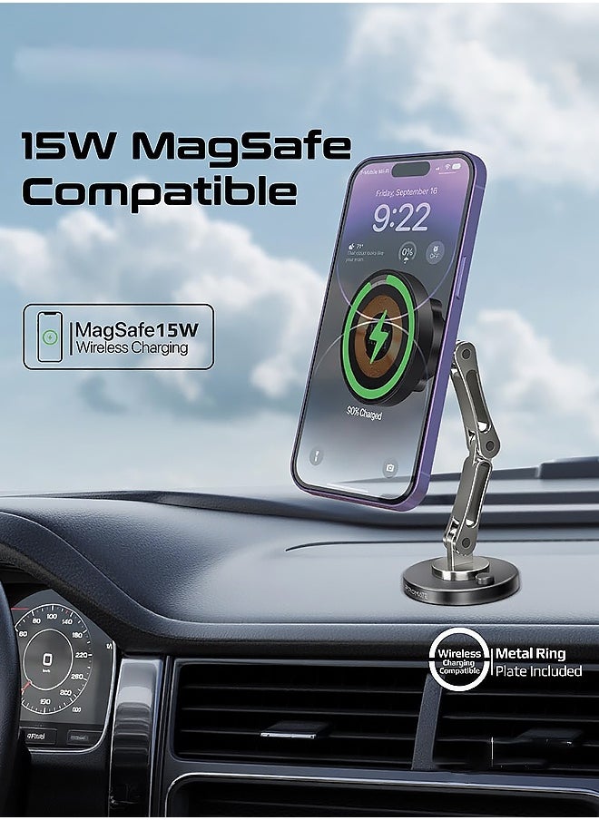 Generic - 15W Magnetic Wireless Car Charger & Phone Holder with MagSafe, 360° Adjustable Mount, Transparent Design for iPhone and Android - Universal Car Phone Mount with Fast Charging & Anti-Slip Base - Image 1