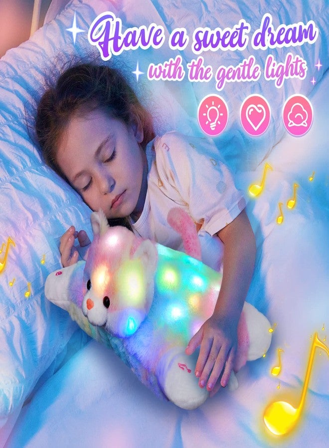 Glow Guards 16" Light Up Musical Rainbow Cat Stuffed Animal Glowing Colorful Cute Soft Kitty Plush Toy Pillow Sofa Decors Christmas Children's Day Birthday Gifts for Toddlers Kids - Image 3