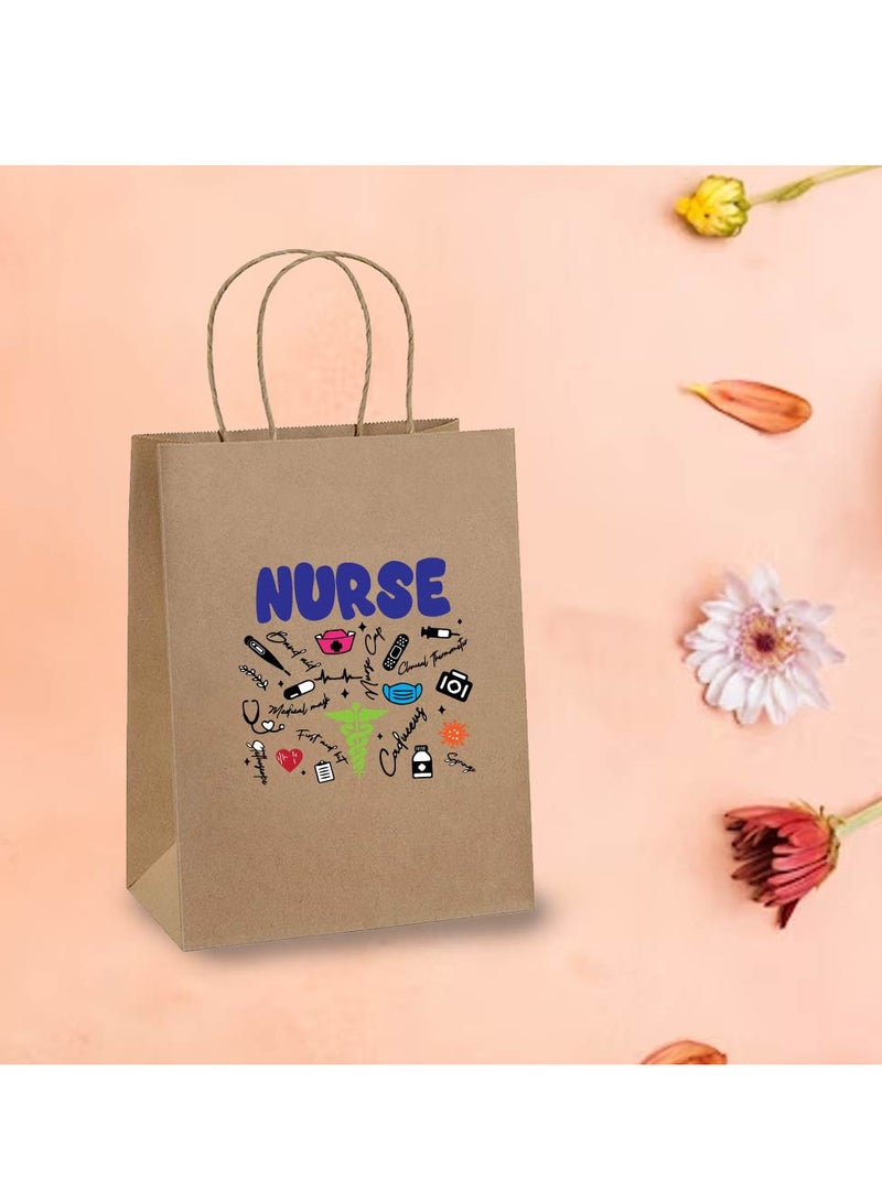 PRINTSHOP4ME Pack of 10 Nurse Day Kraft Brown Paper Bags With Twisted Paper Handle Eco-Friendly Bags - Perfect for International Nurses Day and Nurses Week Gifts  - Image 2