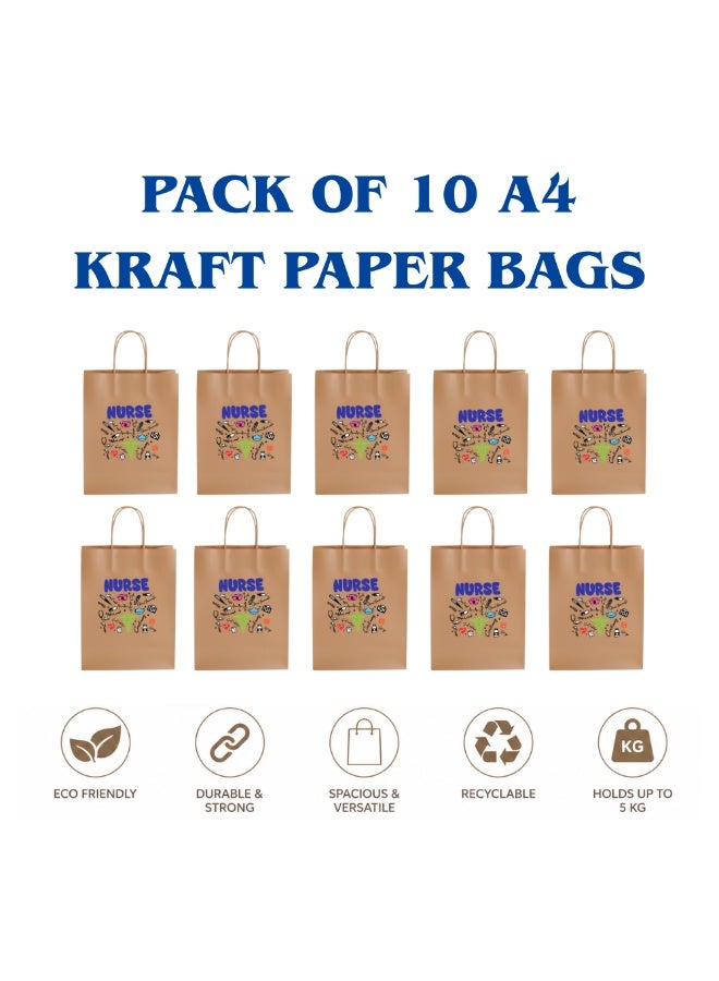 PRINTSHOP4ME Pack of 10 Nurse Day Kraft Brown Paper Bags With Twisted Paper Handle Eco-Friendly Bags - Perfect for International Nurses Day and Nurses Week Gifts - Image 2
