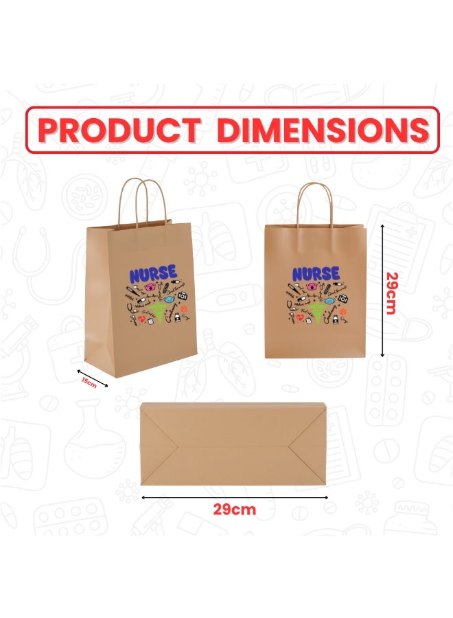 PRINTSHOP4ME Pack of 10 Nurse Day Kraft Brown Paper Bags With Twisted Paper Handle Eco-Friendly Bags - Perfect for International Nurses Day and Nurses Week Gifts - Image 4