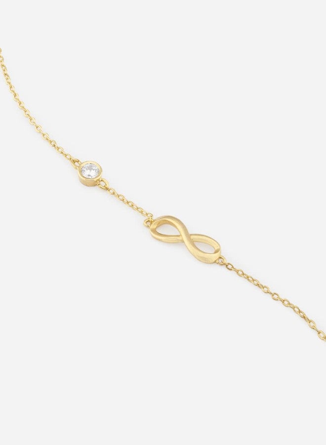 MINUTIAE Infinity Shape Anklet With Solitaire Crystal Diamonds Painjan Payal Leg Chain Foot Jewellery For Women and Girls (Gold) - Image 5