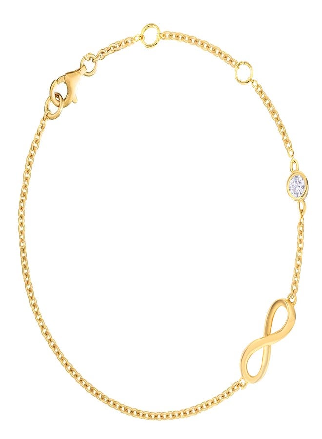 MINUTIAE Infinity Shape Anklet With Solitaire Crystal Diamonds Painjan Payal Leg Chain Foot Jewellery For Women and Girls (Gold) - Image 1
