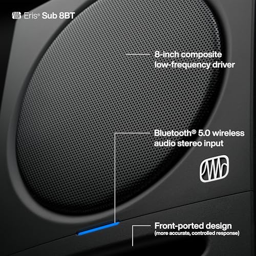 Presonus بريسونوس إيريس ساب 8BT — مضخم صوت نشط 8 بوصة، مضخم صوت، مضخم صوت نشط، لاسلكي، بلوتوث، صوت منزلي، مكبر صوت جهير، مسرح منزلي، إنتاج موسيقي، ألعاب - Image 5