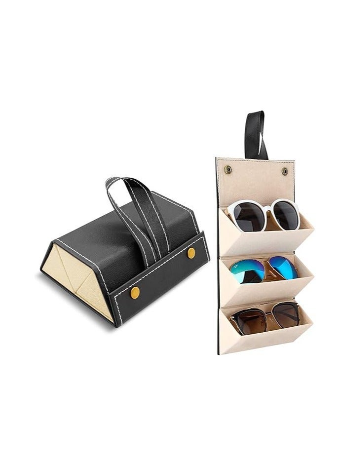 ماركة غير محددة Sunglasses Organizer, Glasses Case Portable Travel Sunglasses Holder Foldable Eyeglasses Storage Box Hanging Eyewear Holder for Women Men  - Image 1