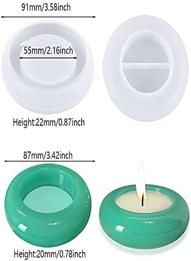 SNOOGG® Pack of 2, 4-inch Round Tea Light Candle Holder Silicone Molds with Rounded Edge, Perfect for Epoxy Resin Casting, DIY Resin Crafts, Cup Mats, and Home Decoration - Image 2