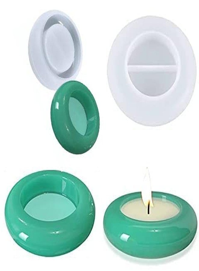 SNOOGG® Pack of 2, 4-inch Round Tea Light Candle Holder Silicone Molds with Rounded Edge, Perfect for Epoxy Resin Casting, DIY Resin Crafts, Cup Mats, and Home Decoration - Image 1
