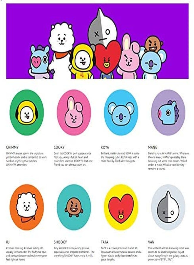 بلو أورا مجموعة أقلام جل بلو أورا BT21 BTS، 7 أقلام مع غطاء (حبر أسود أو أزرق عشوائي) متعددة الألوان (مجموعة BT21 من 7 أقلام) NT - Image 5
