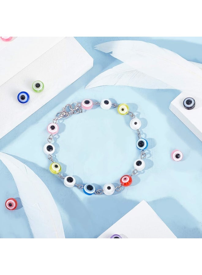 300 Pcs 10 Colors Resin Evil Eye Beads, 7.5mm Flat Round Evil Eye Charms for DIY Jewelry Making - Image 5