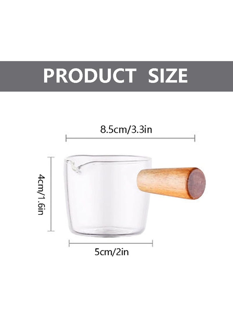 SOLARAE Creamer Dish Small Sauce Bowls, 2Pcs Prep Dip Dessert Dish Bowls with Handle Creamer Cup Mini Coffee Milk Creamer Serving Pitcher Jug, Borosilicate Glass Milk Dressing Server Pourer (S) - Image 2