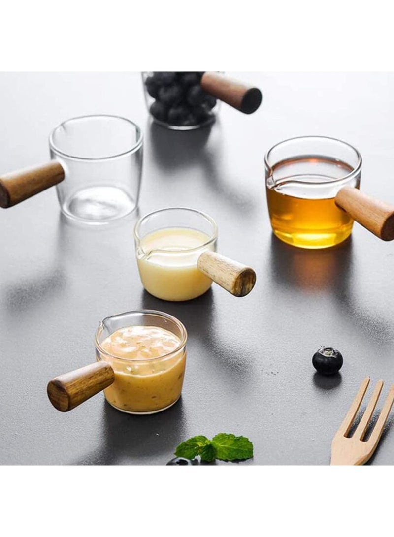 SOLARAE Creamer Dish Small Sauce Bowls, 2Pcs Prep Dip Dessert Dish Bowls with Handle Creamer Cup Mini Coffee Milk Creamer Serving Pitcher Jug, Borosilicate Glass Milk Dressing Server Pourer (S) - Image 3