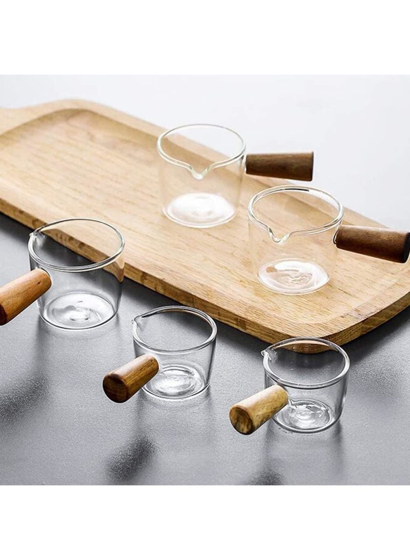 SOLARAE Creamer Dish Small Sauce Bowls, 2Pcs Prep Dip Dessert Dish Bowls with Handle Creamer Cup Mini Coffee Milk Creamer Serving Pitcher Jug, Borosilicate Glass Milk Dressing Server Pourer (S) - Image 4