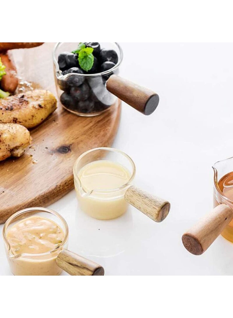 SOLARAE Creamer Dish Small Sauce Bowls, 2Pcs Prep Dip Dessert Dish Bowls with Handle Creamer Cup Mini Coffee Milk Creamer Serving Pitcher Jug, Borosilicate Glass Milk Dressing Server Pourer (S) - Image 5