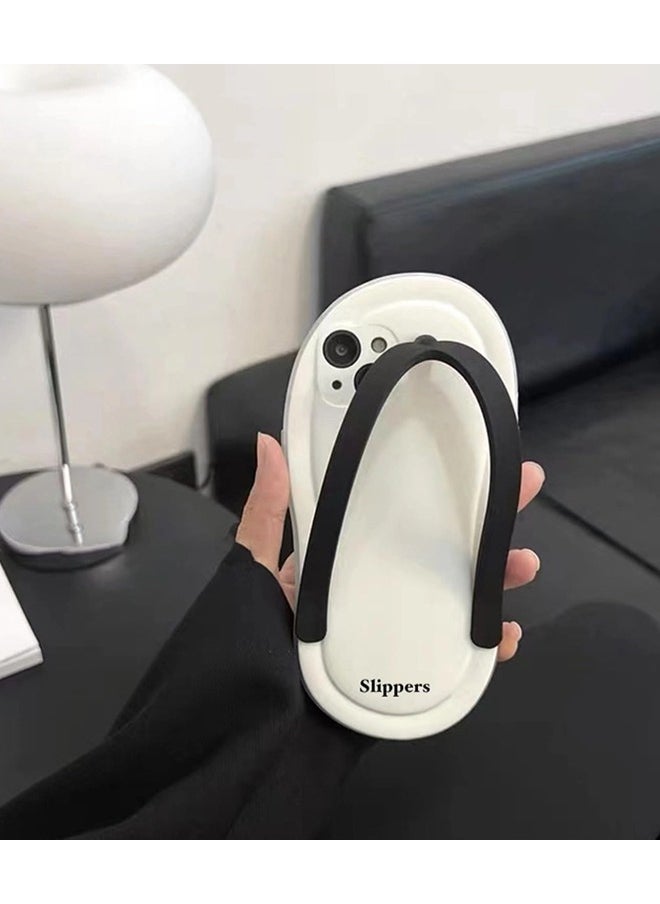 ShebSheb - Slippers Phone Cases for iPhone 13 Pro, Funny Flip Flops Phone Cases , Silicone Ugly Phone Cases, Weird Phone Cases White - Image 1