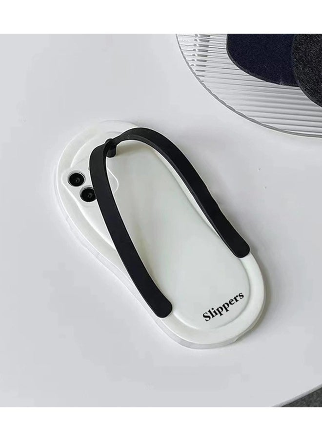 ShebSheb - Slippers Phone Cases for iPhone 13 Pro, Funny Flip Flops Phone Cases , Silicone Ugly Phone Cases, Weird Phone Cases White - Image 1