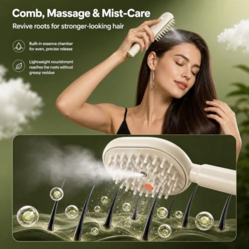 Electric Spray Air Cushion Massage Comb Hair Brush, Electric Steam Brush for Hair, Detangler Brush, Scalp Oil Applicator, Steam Hair Brush with Water Spray for Wet and Dry Hair - Image 3