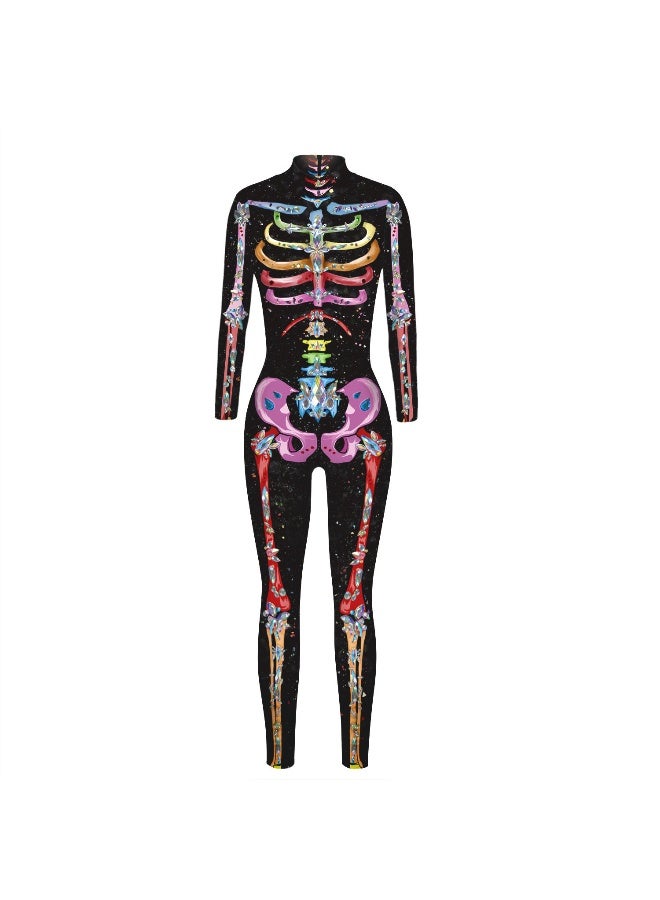 Cross-border European-american Trendy Brand Skull 3d Digital Printing Women's Body-hugging One-piece Pants - Image 1