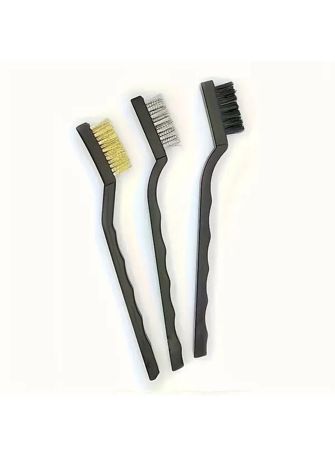 3 قطع مجموعة فرشاة سلك احترافية من الفولاذ المقاوم للصدأ والنحاس الأصفر والنايلون للتنظيف واللحام - Image 2