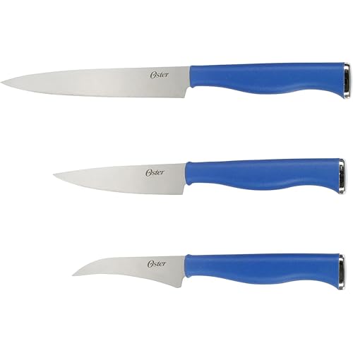 Oster Langmore 15 Piece Stainless Steel Cutlery Knife Block Set W/Black Box – Classic Blue Handles - Image 3