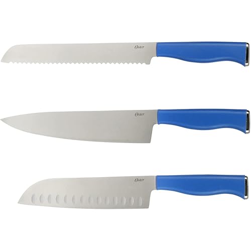 Oster Langmore 15 Piece Stainless Steel Cutlery Knife Block Set W/Black Box – Classic Blue Handles - Image 2