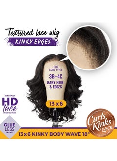 Kinky Edge 13X6 Lace Wigs - Kinky Edge Body Wave 18-Inch Glueless Synthetic Wig - Ckco Kinky Edge Body Wave 18 Inch (Balayagegold)