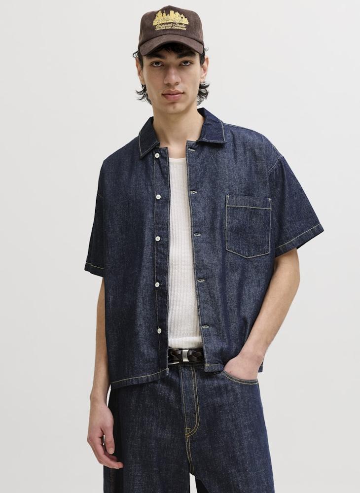JACK & JONES Casual Short Sleeve Denim Shirt - Image 1