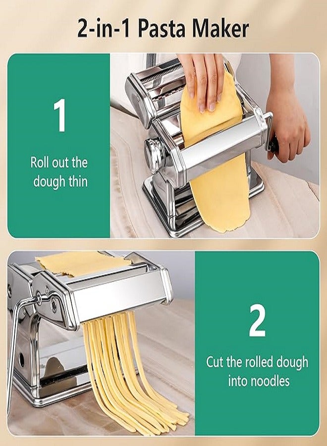 Pasta Machine, Plated Steel,Silver,Includes Pasta Cutter,Hand Crank,Instructions  - Image 3