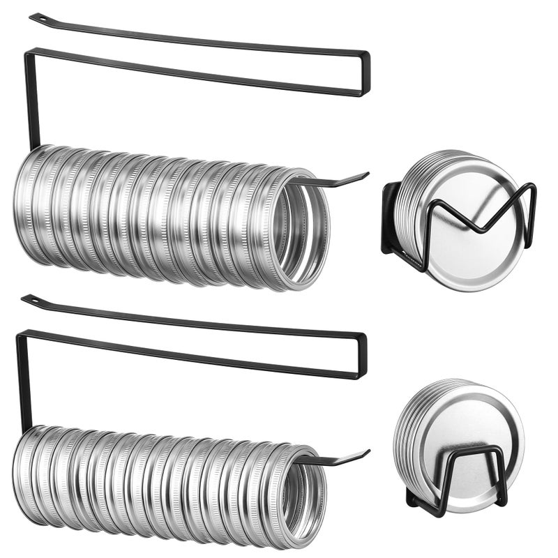 Dreyoo 4 Pack Mason Jar Lid Organizer, Canning Jar Lids Holder (2) & Canning Rings Holder (2), Suitable for Regular and Wide Mouth, Space Saving Tumbler Organizer for Easy Cleaning and Drainage - Image 1