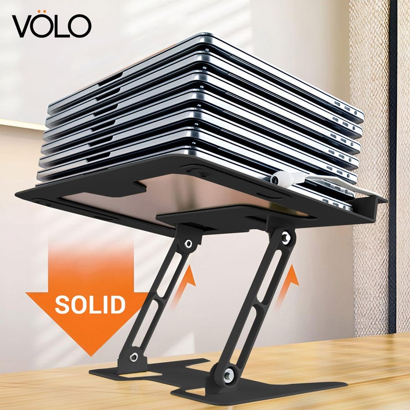 Volo 4-in-1 Book, Tablet, Laptop & Mobile Stand – Portable Adjustable Foldable Metal Holder for Reading & Study (Black) - Image 4