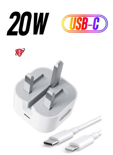 iPhone USB C Fast ChargerApple MFi Certified‘20W PD Type C Power Block Wall Charger Plug Adapter with 2M USB-C to Lightning Cable Compatible with iPhone 14/13/11/X/XS/iPad,AirPods Pro(