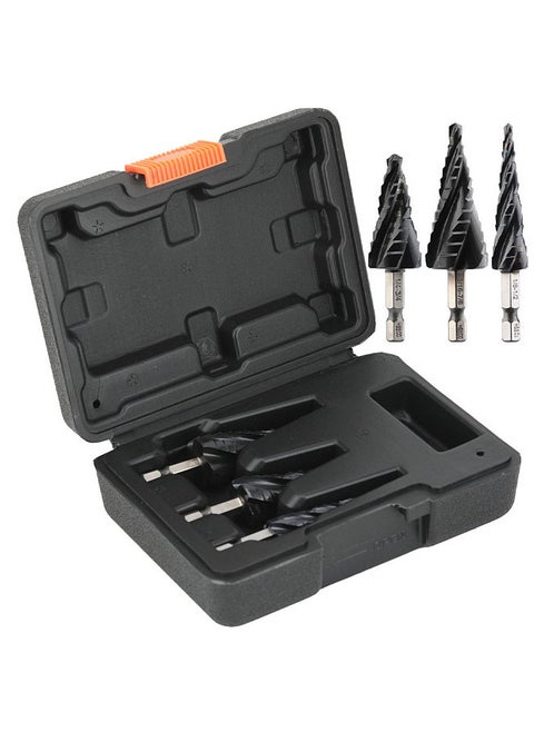 M35 Stainless Steel Step Drill Bits Pagoda Drill Bits High Speed Steel Cobalt Reaming Drill Bits Titanium Plated Drill Bits 3Pcs Assembly