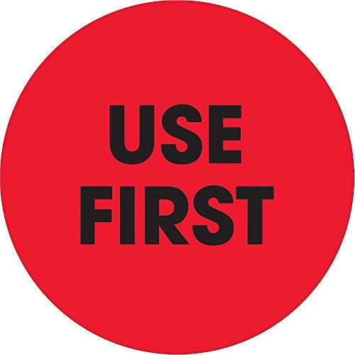 Tape Logic Circle Label, Legend"Use First", 2" Diameter, Fluorescent Yellow, Roll of 500 (DL1250) - Image 1