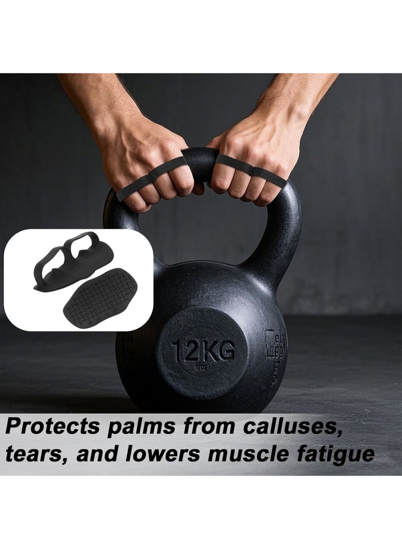 SYOSI Workout Grips for Men and Women, 2PCS Silicone Hand Protector Gloves for Gym Training, Weight Lifting, Pull-Ups, Deadlifts, Barbell, Yoga, Non-Slip Palm Support Pads (Black Color) - Image 4