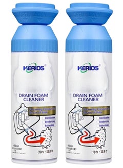 HERIOS Drain Foam Cleaner, Foam Drain Cleaner, Powerful Sink and Drain Cleaner Foam, Liquid Hair Drain Clog Remover, Foaming Drain Cleaner for Kitchen Drain, Sinks, Tubs (2PCS)  - Image 1